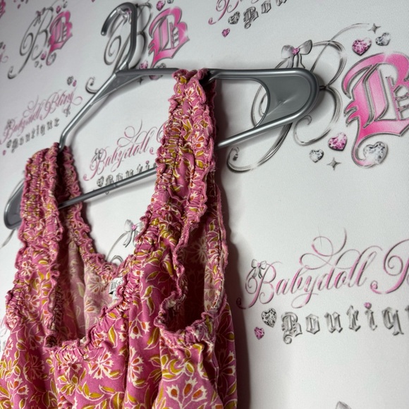 Patrons of peace tank top crop pink floral cinch cute ruffle trim boho luxe - Picture 7 of 9